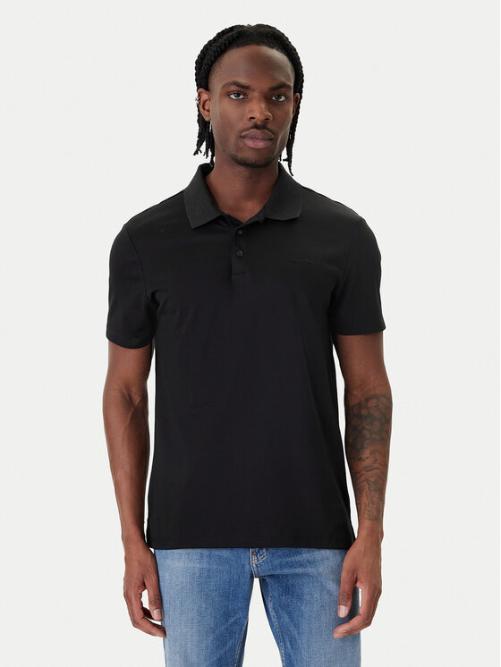 Calvin Klein Polo Birdseye LV04LF208G Czarny Regular Fit