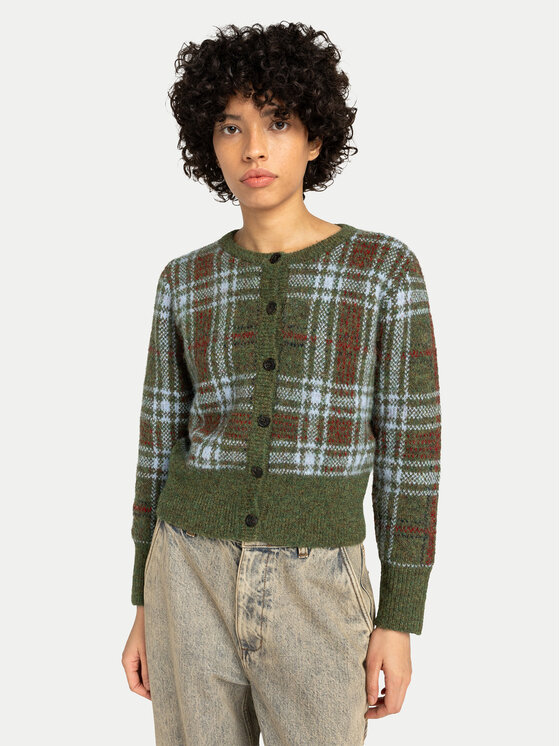 Element Kardigan Plaid Cardigan W ELJSW00113 Zielony Regular Fit