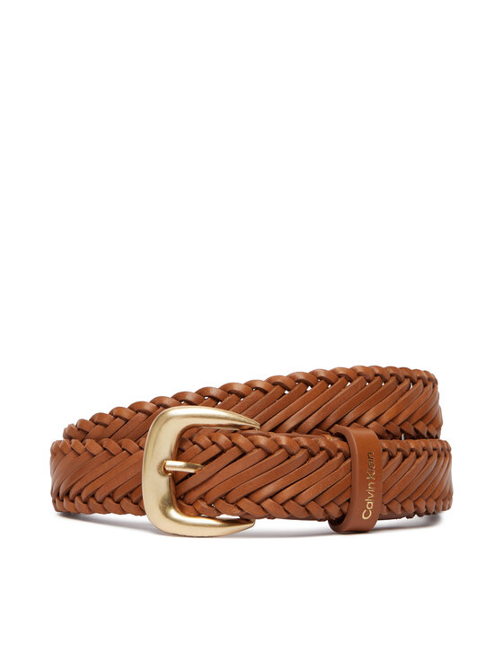Calvin Klein Pasek Damski Braided Logo Buckle 25Mm LV04F7087G Brązowy