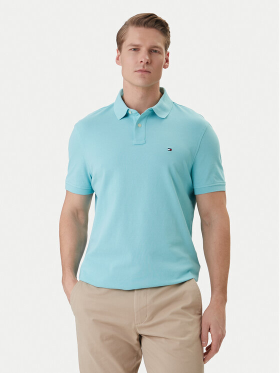 Tommy Hilfiger Polo 1985 MW0MW17770 Turkusowy Regular Fit