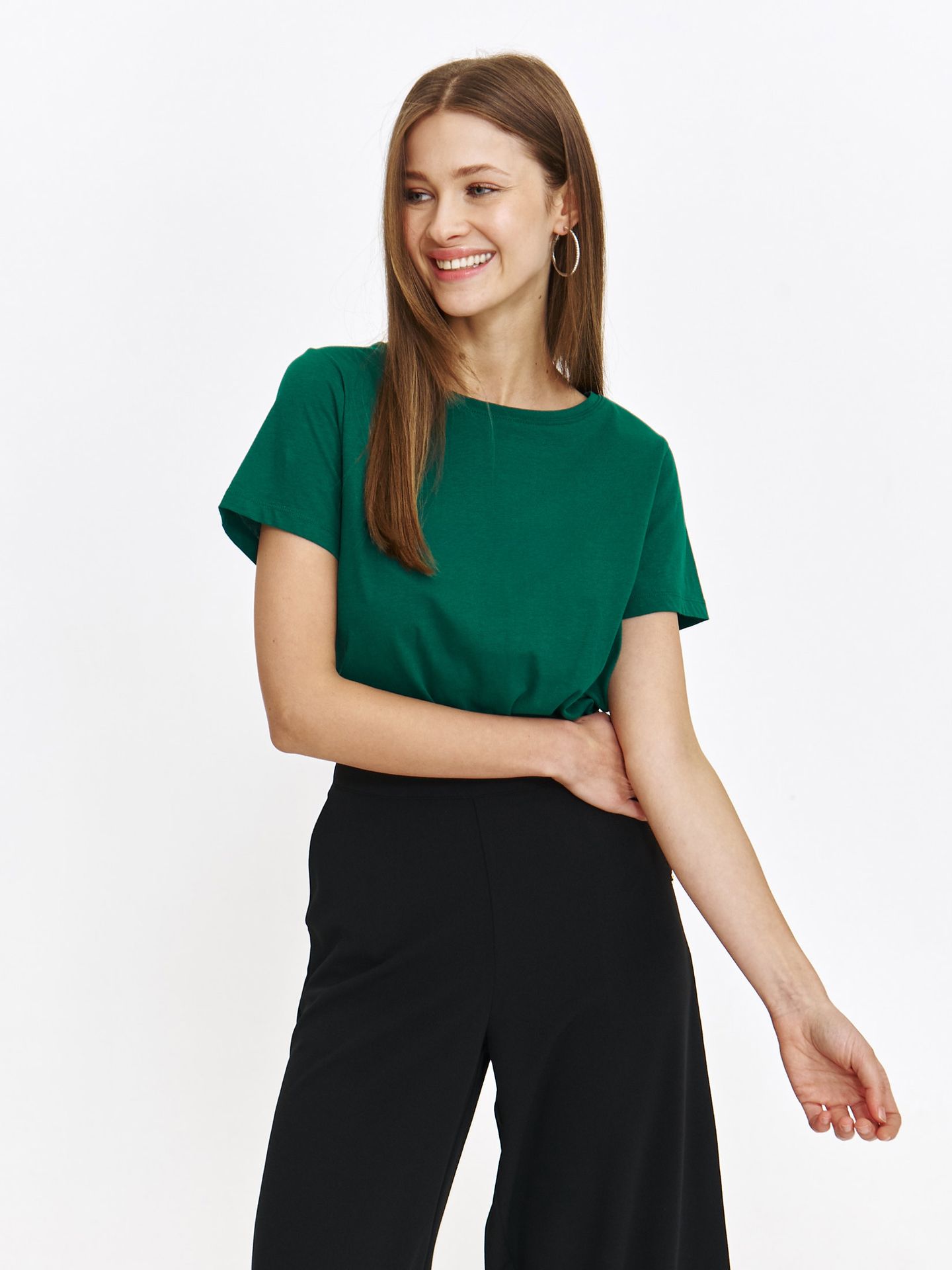 T-shirt damski zielony - SPO6259ZI t-shirt krótki rękaw - TOP SECRET - Odzieżowy sklep internetowy TOP SECRET