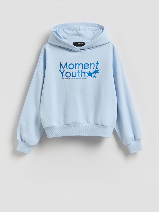Reserved - Bluza z metalicznym nadrukiem - jasnoniebieski