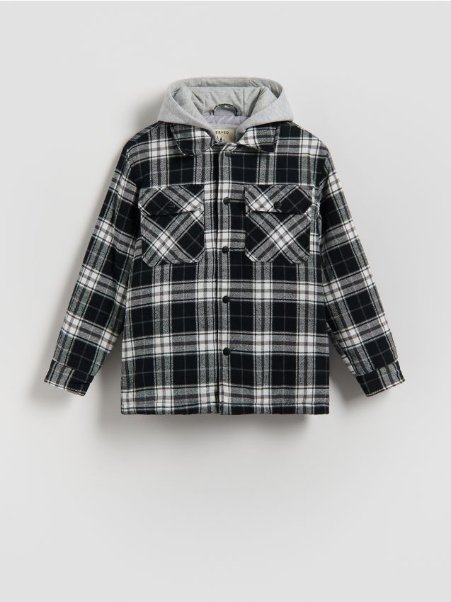 Reserved - Bawełniana kurtka z kapturem - jasnoszary