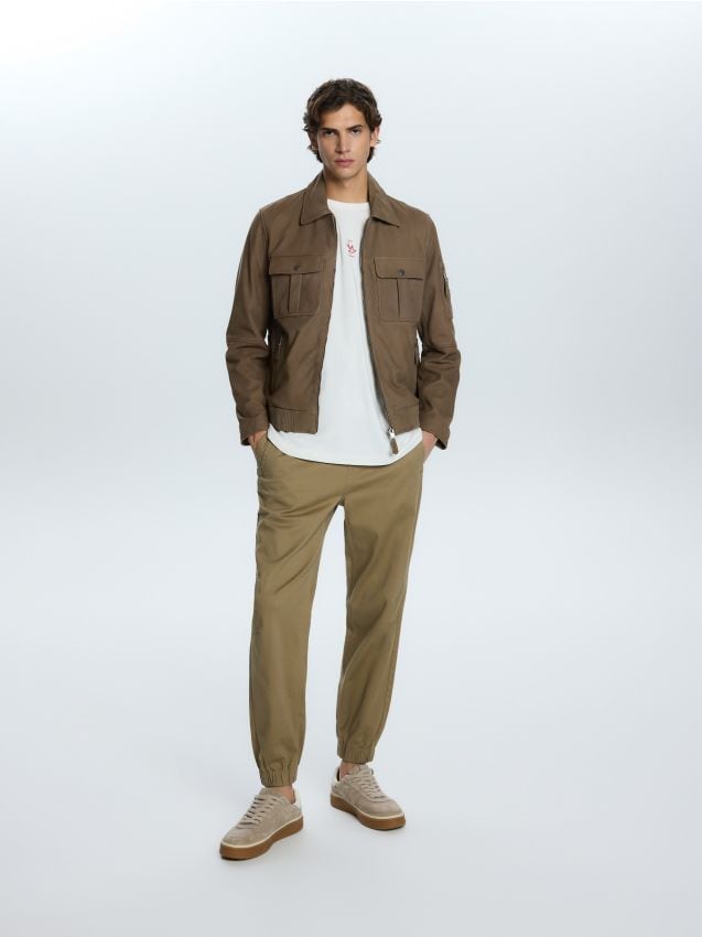 Reserved - Spodnie jogger slim fit - beżowy