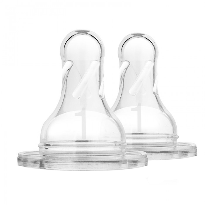 Dr Brown's, silikonowy smoczek do butelki, wąska szyjka, 0m+, 2 sztuki