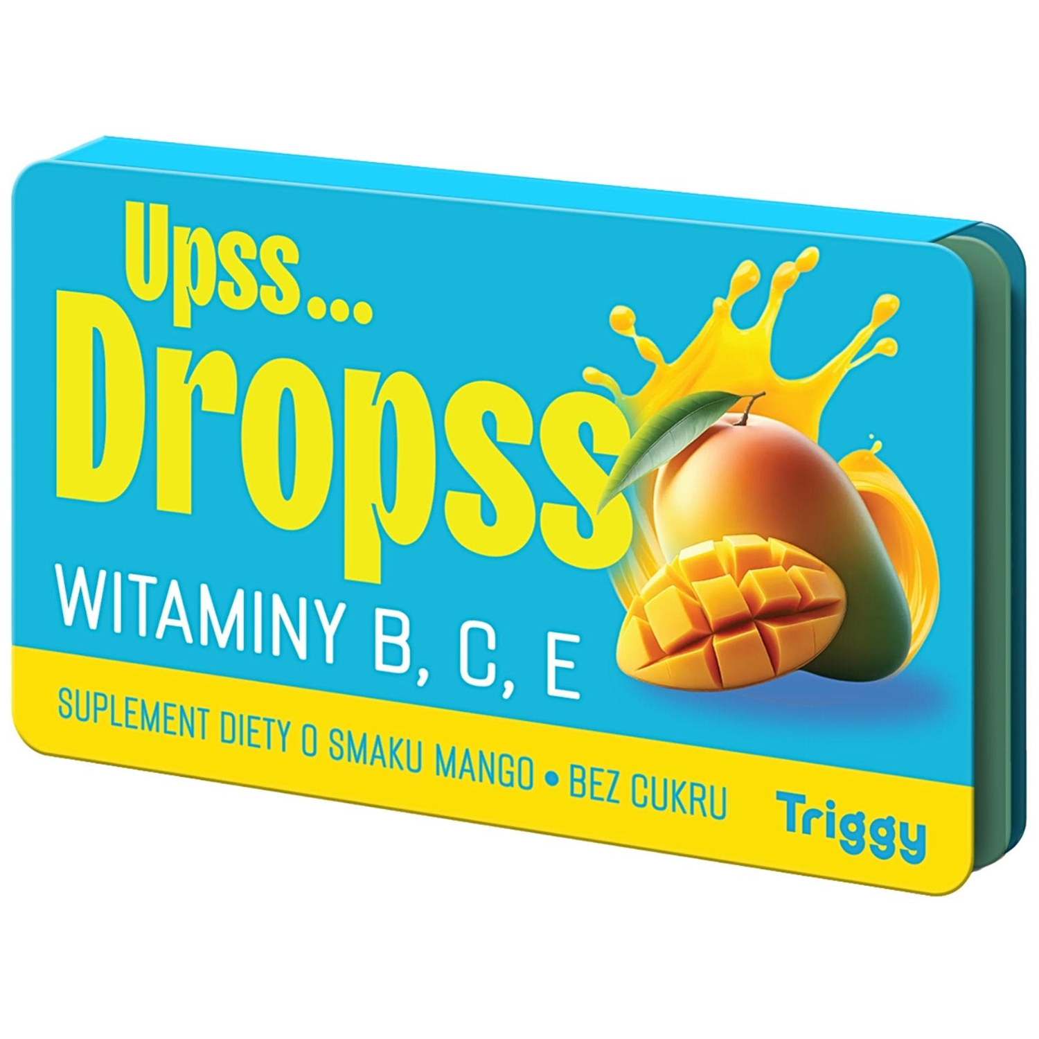 Triggy Upss… Dropss, witaminy B, C, E, smak mango, 15 pastylek do ssania
