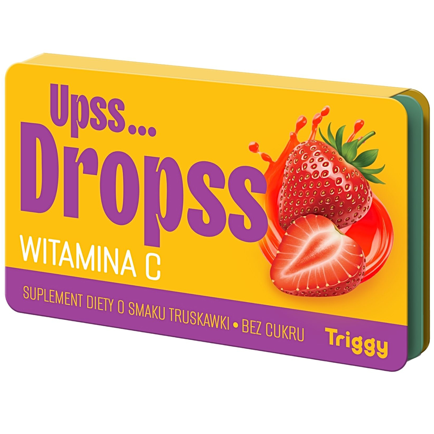 Triggy Upss… Dropss, witamina C, smak truskawkowy, 15 pastylek do ssania