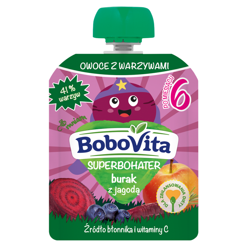 BoboVita Superbohater Mus burak z jagodą po 6 miesiącu 80 g