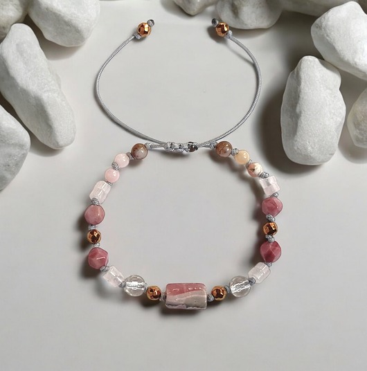 SELF LOVE - amulet - RODOCHROZYT, rodonit, opal, k.górski, k.różowy