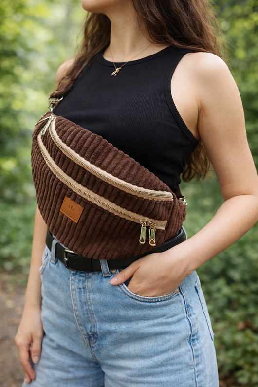 Maxi nerka damska sztruksowa Brązowa