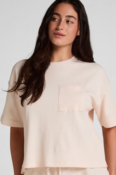 Hunkemöller Pyjama Top Waffle Różowy