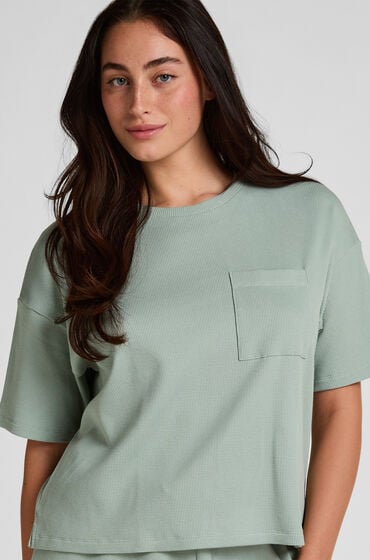 Hunkemöller Pyjama Top Waffle Zielony