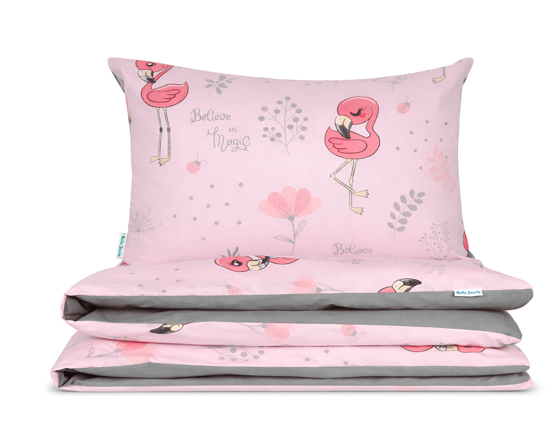 Pościel 90x120 niemowlęca Różowy Świat Flamingów z plecaczkiem