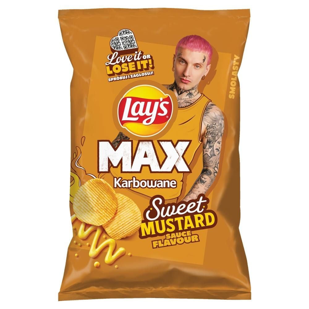 Lay's Max Chipsy ziemniaczane karbowane o smaku słodkiego sosu musztardowego 120 g