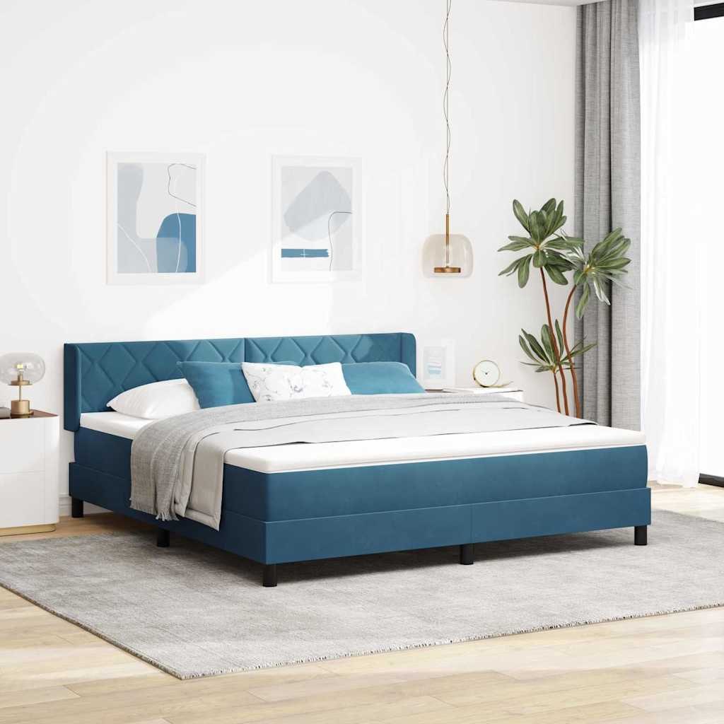 VidaXL Łóżko sprężynowe Ciemnoniebieski 200 x 180 cm Poliester