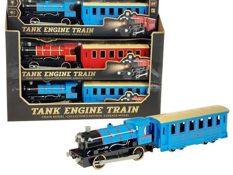 Lokomotywa z wagonem ze światłem i dźwiękiem 6 szt