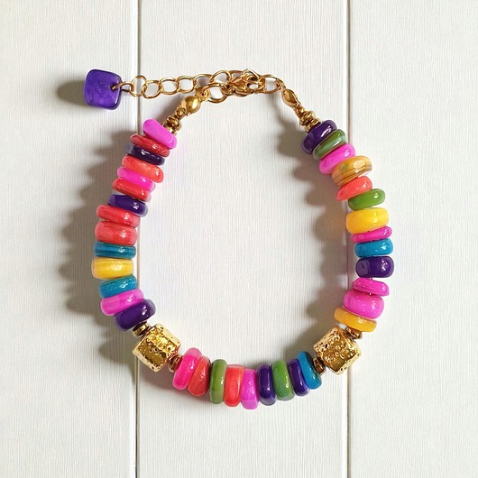 BRANSOLETKA : Summer collection: złota lawa, kolorowa masa perłowa