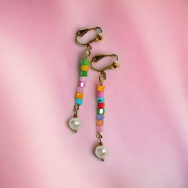 Klipsy długie : summer collection :: muszla i perły