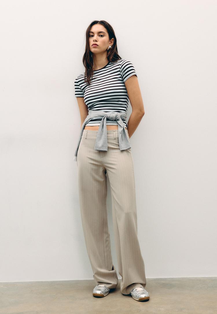 Stradivarius Spodnie wizytowe proste slim Szary 44