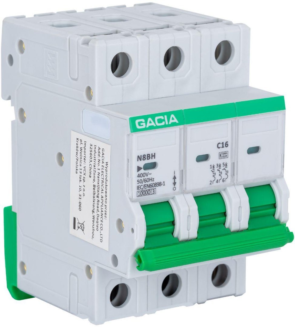 GACIA Wyłącznik nadprądowy  N8BH 10KA C 3P 16A