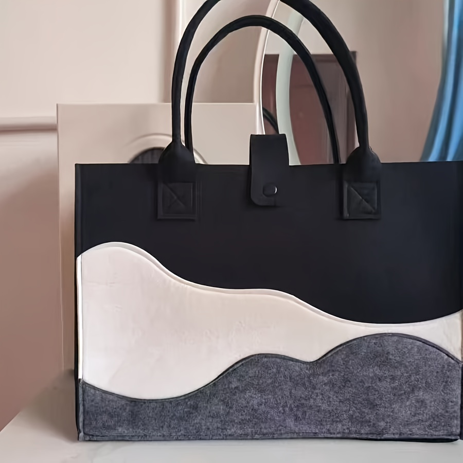 TEMU Damska torba typu tote z filcu, idealna na zakupy i do przechowywania, z nadrukiem kreskówkowym