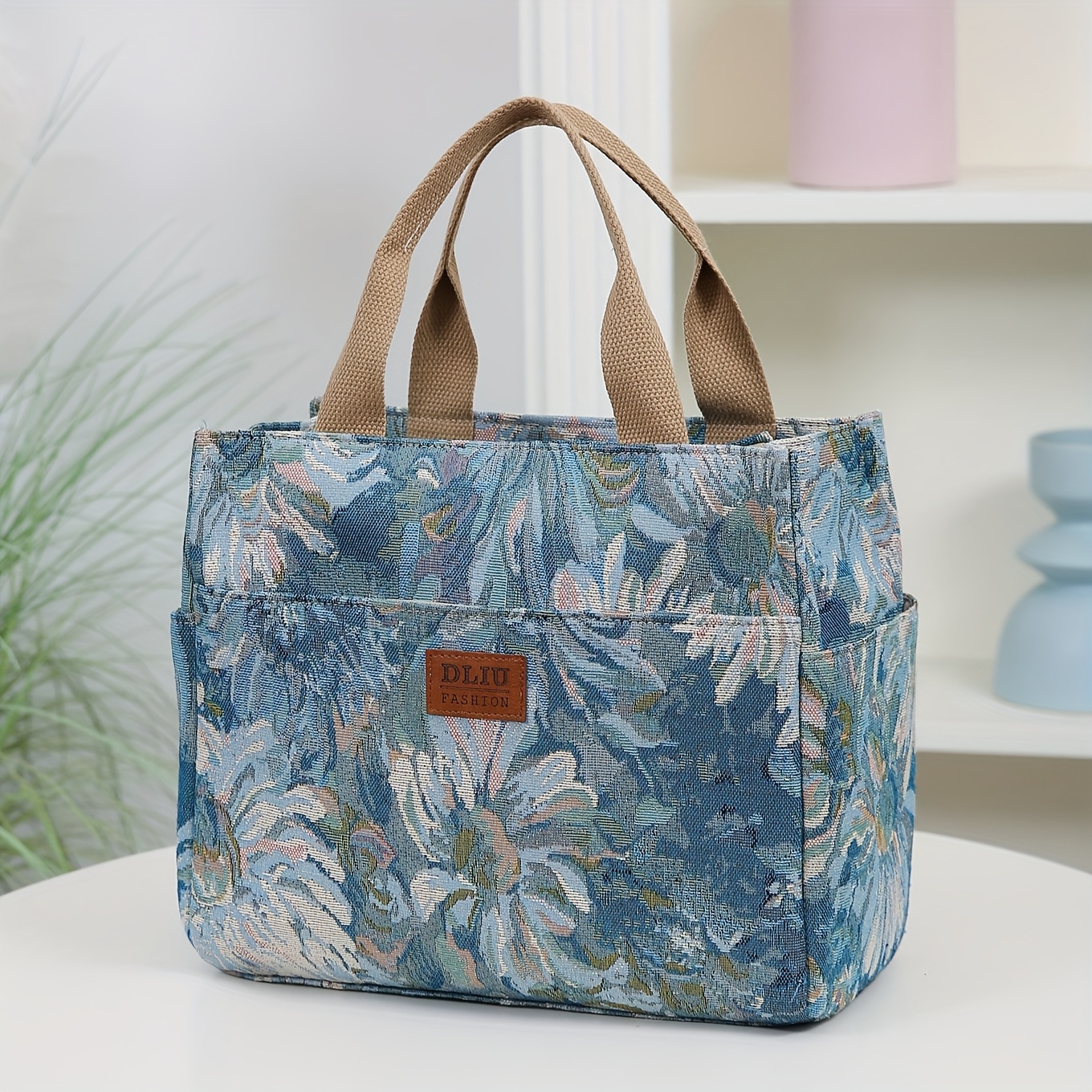 TEMU Ta , duża torba typu tote z grubego materiału charakteryzuje się stylowym i minimalistycznym designem do pracy z pół-zamykaniem na zamek