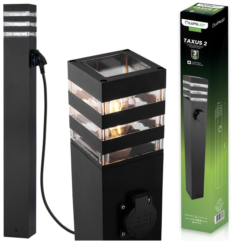Lampa Ogrodowa Lumiled Słupek Zewnętrzny Stojący E27 LED z Gniazdem 80cm 1 szt.
