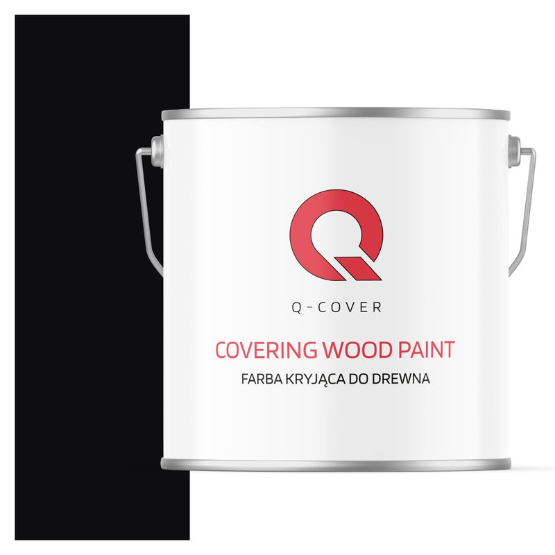 Farba Kryjąca do Drewna Q-Cover Czarny RAL9005 Wysoki Połysk 5L