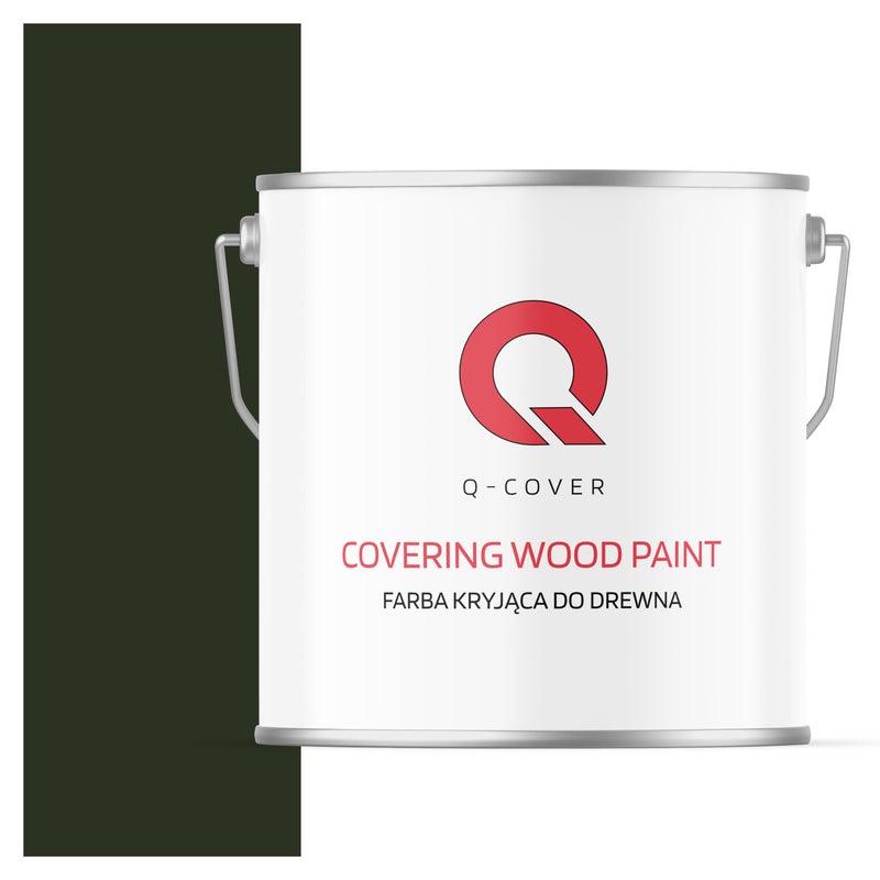 Farba Kryjąca do Drewna Q-Cover Butelkowa Zieleń RAL6007 Półmat 5L