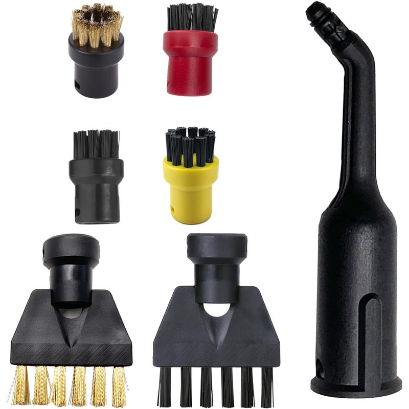 Zestaw 7 akcesoriów do głowic szczotek do odkurzaczy parowych, kompatybilnych z Karcher SC1 SC2 SC3 SC4 SC5 SC7, okrągła szczotka do odkurzacza parow