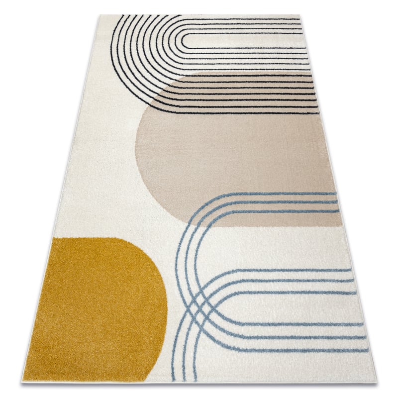 Dywan FUSION 7157 biały / złoty - Geometryczny, nowoczesny, abstrakcyjny 140x190 cm