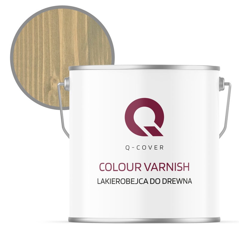 Lakierobejca do Drewna 3w1 Q-Cover Szary złamany w żółty RAL7034 Satyna 5L