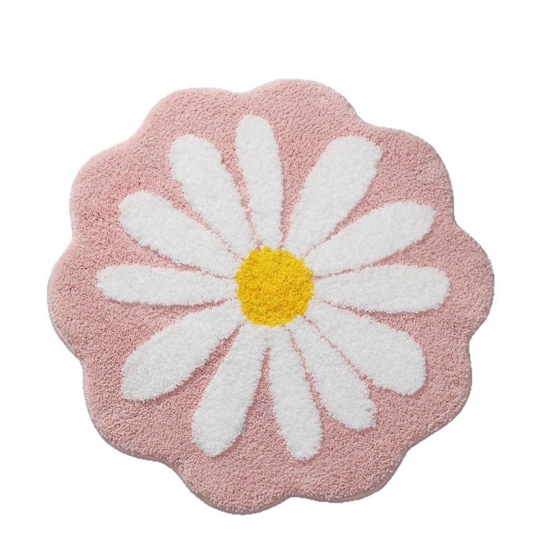 Dywanik łazienkowy z motywem kwiatowym w kolorze różowym, 40 x 40 cm – chłonny – antypoślizgowy – można prać w pralce – do sypialni, kuchni, łazienki,