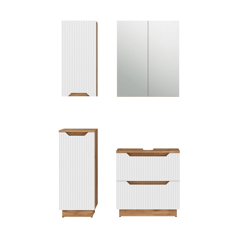 Vicco Zestaw mebli łazienkowych Lotta, Dąb/białe paski, 4 części