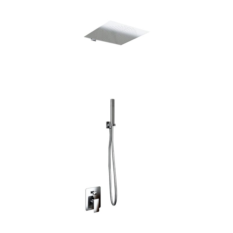 Zestaw prysznicowy 2-drożny: głowica 30x30 cm Slim 2 mm ze stali nierdzewnej + ramię ścienne + uchwyt + wąż + prysznic ręczny