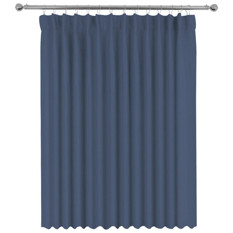 Zasłona na taśmie marszczącej i szelkach, len prany Lenaya INSPIRE, niebieski dżins, 200x280cm