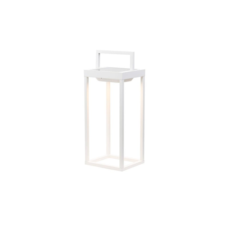 Zafferano - Domowa lampa solarna z 2 diodami LED, 37,3 cm - 2W, ścienna i stołowa, z baterią i czujnikiem zmierzchu - biała