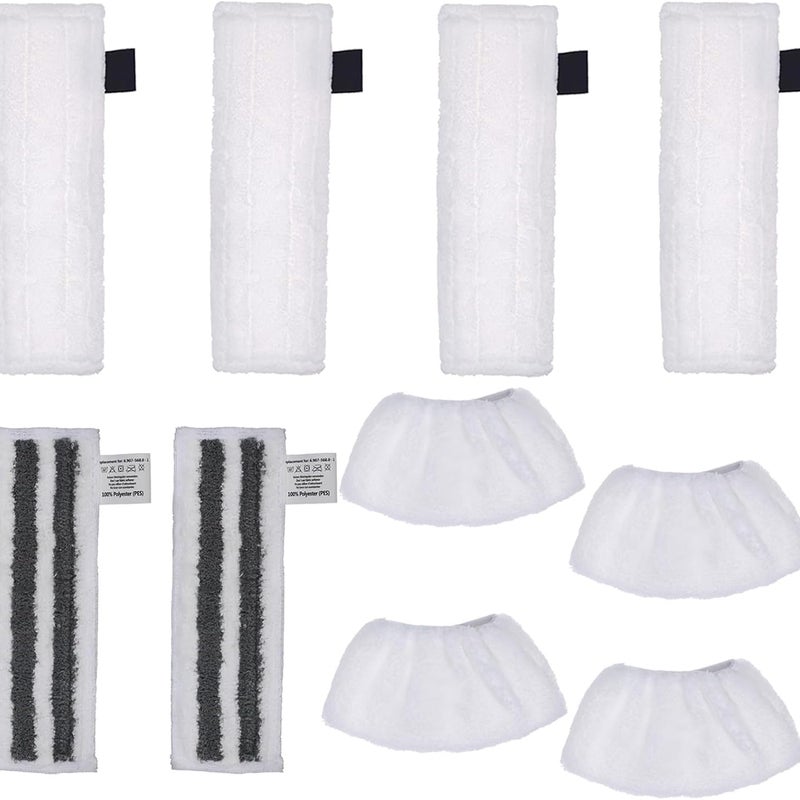 Opakowanie 10 wymiennych ściereczek do mopa parowego, kompatybilnych z parownicami Karcher Easyfix SC1, SC2, SC3, SC4 SC5 oraz adapterem czyszczącym.