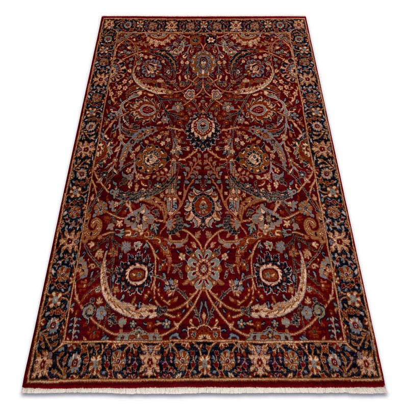 Dywan wełniany KESHAN Frędzle, Ornament orientalny 6650/53578 terakota / beż 120x145 cm