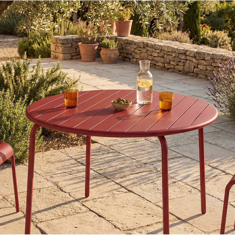 Stół ogrodowy okrągły śr. 110 cm, metalowy - Czerwony - MIRMANDE od MYLIA