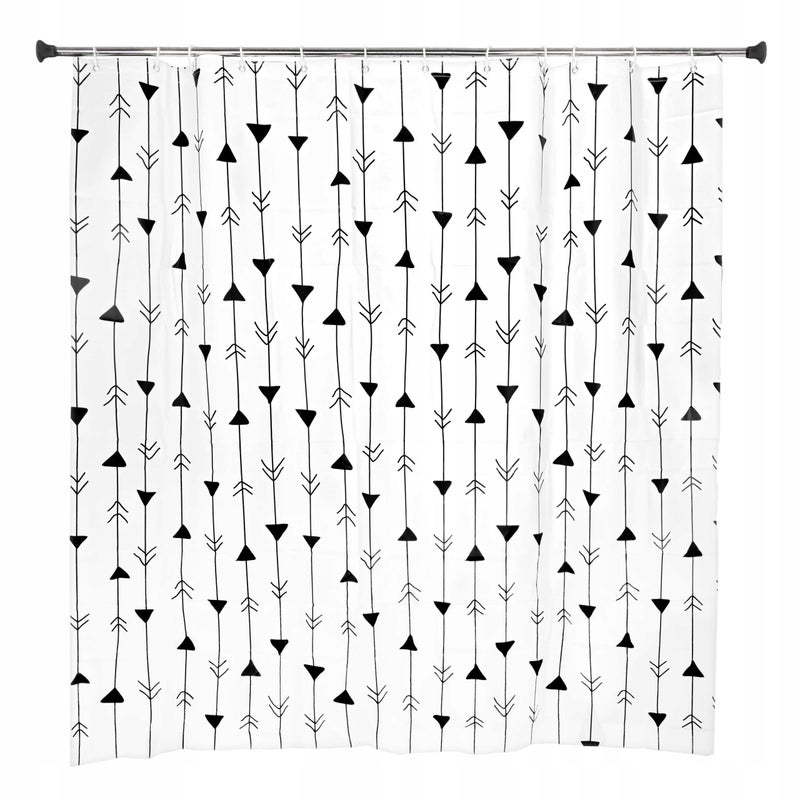 Zasłona prysznicowa Sepio 180x180 cm Biała w czarne strzałki