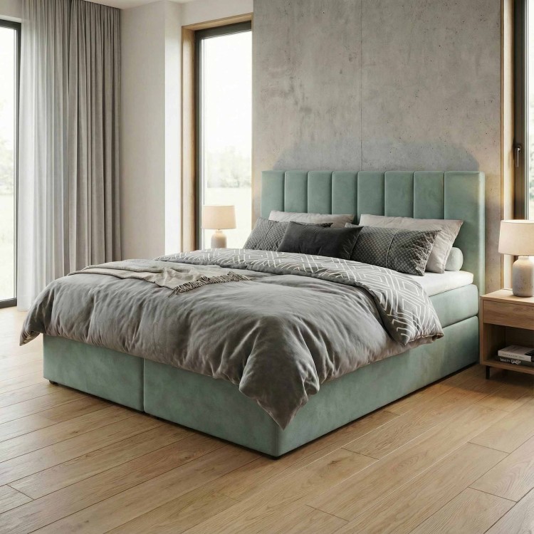 Łóżko kontynentalne 180x200 SONNO BELLO z 2 pojemnikami miętowe