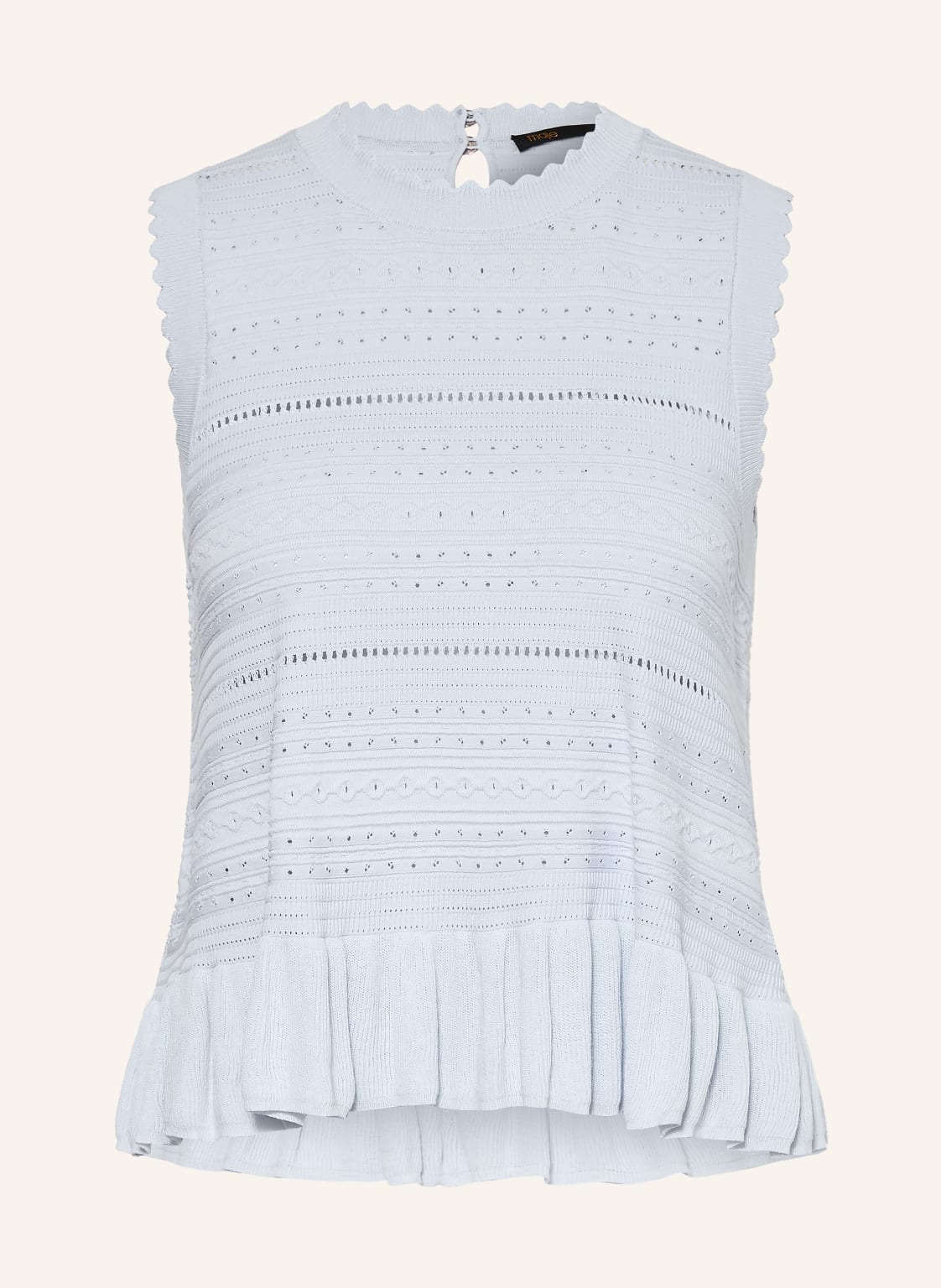 Maje Dzianinowy Top Z Falbanami blau