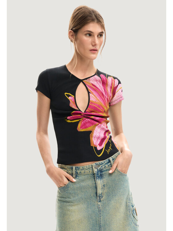 Desigual T-Shirt TS_DUBLIN Czarny Casual Fit