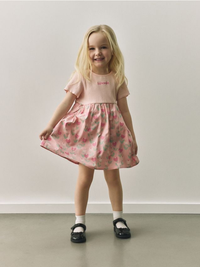 Reserved - Bawełniana sukienka - pastelowy róż