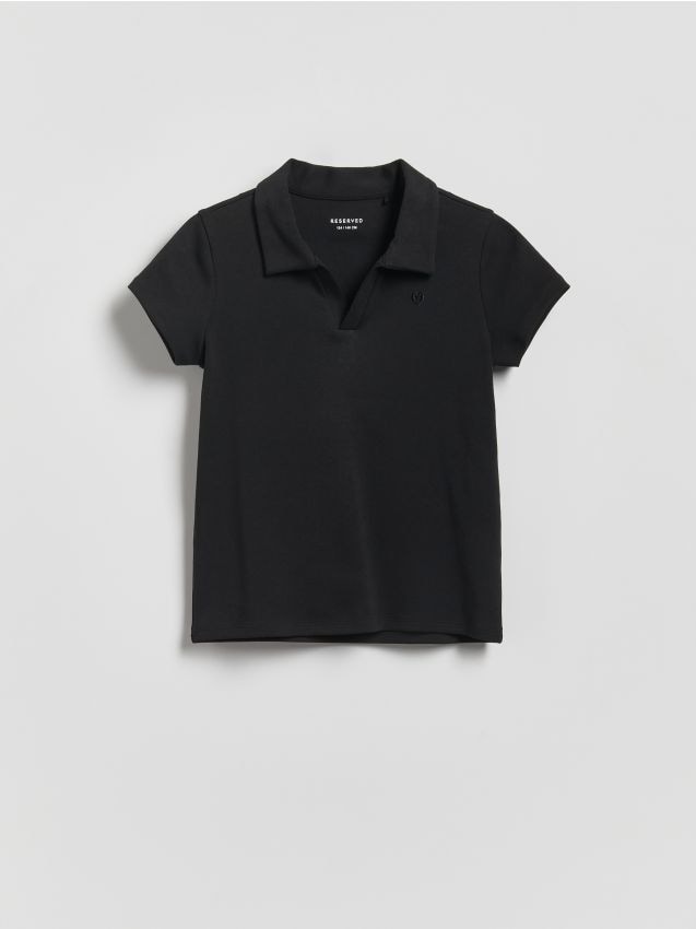 Reserved - T-shirt z kołnierzykiem - czarny