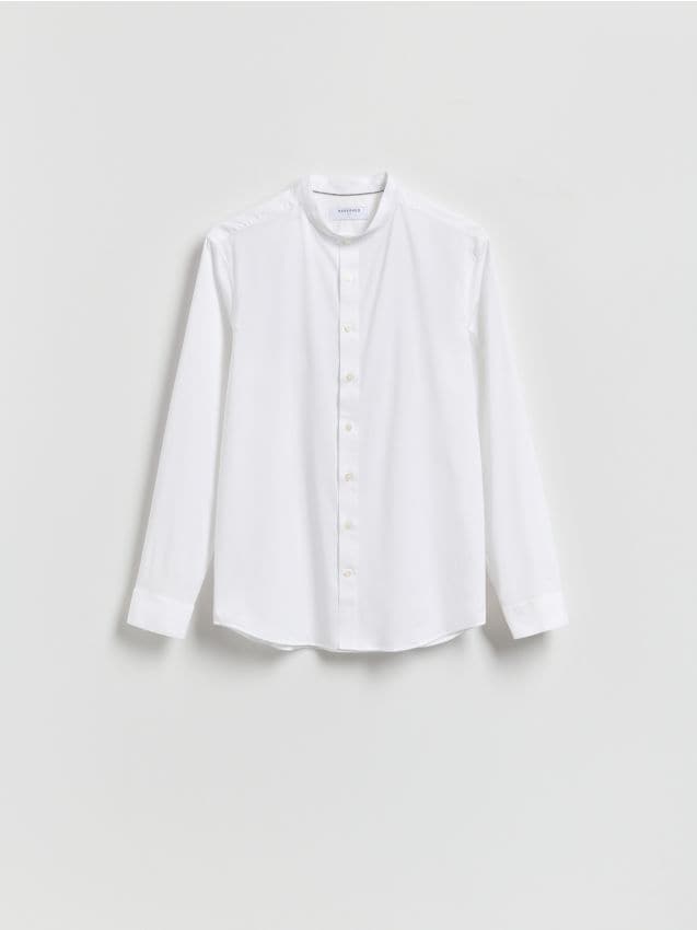 Reserved - Koszula slim fit ze stójką - biały