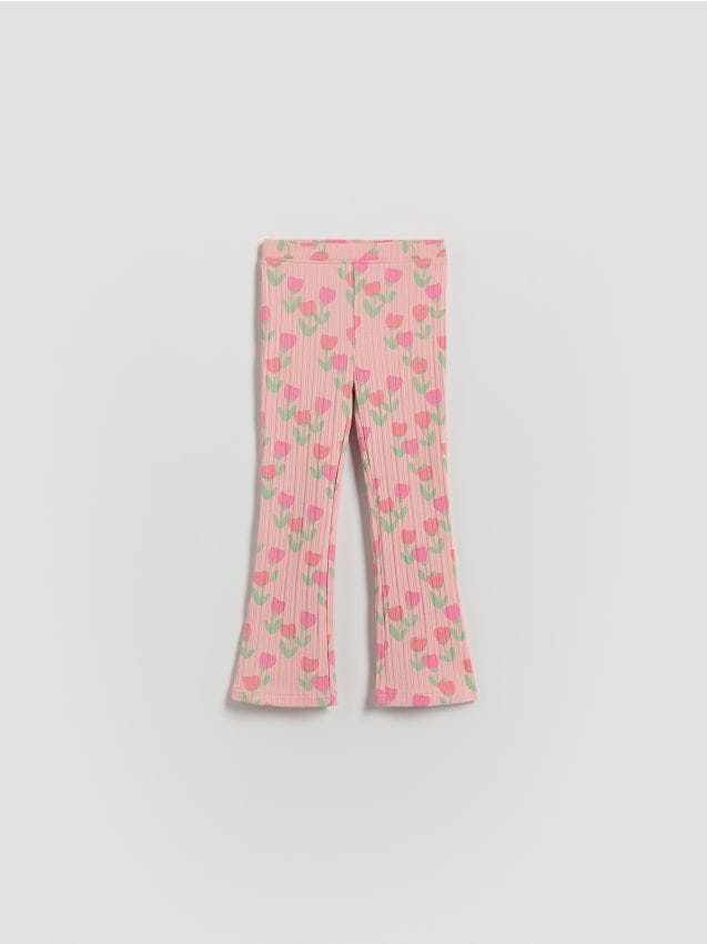 Reserved - Prążkowane legginsy - różowy