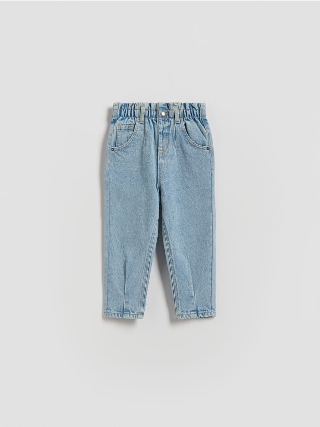 Reserved - Jeansy paperbag - niebieski