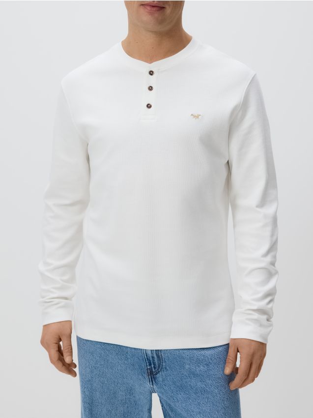 Reserved - Longsleeve slim fit - złamana biel